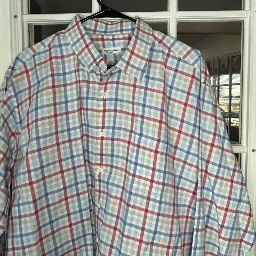 Peter Millar Casual Plaid‎ Shirt in Red, Blue, and White
